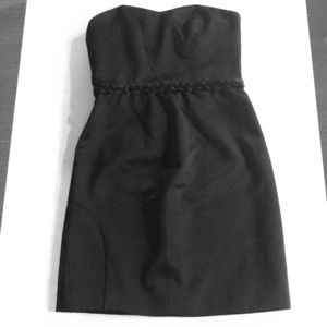 ABS strapless black satin dress